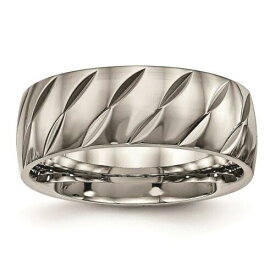 Chisel Titanium Polished Diamond Cut Ring ユニセックス