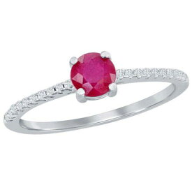 Classic Women's Ring Sterling Silver 5mm Glass Filled Ruby Gem Size 9 W-2854-9 レディース