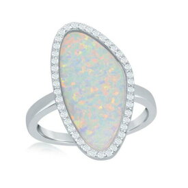 Classic Sterling Silver White Opal Irregular Shape with CZ Ring Size 7 ユニセックス