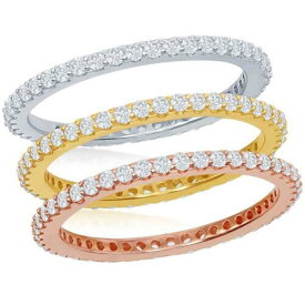 Classic Women's Ring Tri-Color Clear CZ Eternity Triple Band Size 7 W-2428-7 レディース