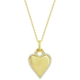 Classic Women's Necklace Gold Plated Polished Heart White CZ Border M-7043-GP レディース