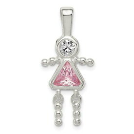 Jewelry Sterling Silver CZ & October Pink CZ Girl Pendant ユニセックス