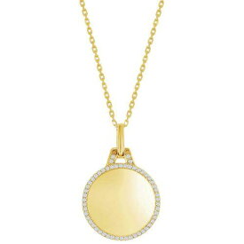 Classic Women's Necklace Gold Plated Polished Circle with CZ Border M-7038-GP レディース