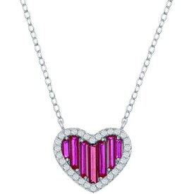 Classic Women's Necklace Sterling Ruby Round White Baguette CZ Heart M-6780 レディース