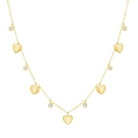 Classic Women's Necklace Alternating GP Heart and Bezel-Set CZ M-6803-GP レディース