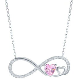 Classic Women's Necklace Sterling Silver Pink CZ Heart Infinity M-6966 レディース