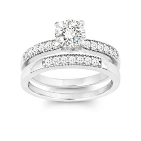 Classic Sterling Silver CZ Engagement and Wedding Ring Set Size 9 ユニセックス