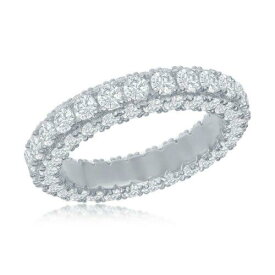 Classic Sterling Silver; All around; Triple Row CZ; Eternity Band ユニセックス