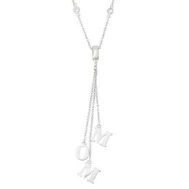 Classic Women's Necklace Sterling Silver Bezel Set CZ with Dangling MOM M-5027 レディース