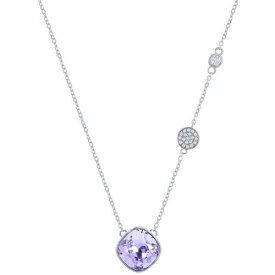 Classic Women's Necklace Round Shape Lavender and Smaller White CZ Stone M-7088 レディース