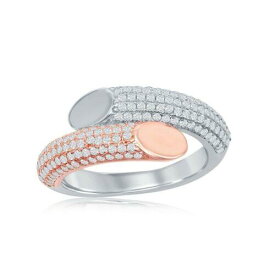 Classic Sterling Silver TT Rose GP Micro Pave Overlapping Ring Size 8 ユニセックス