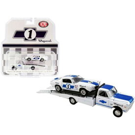 Greenlight 1/64 Model Car and Ramp Truck Chaparral Acme White with Blue Stripes