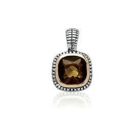 Classic Sterling Silver Center Square Brown Topaz CZ and Black Finish Pendant ユニセックス