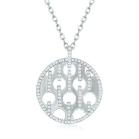 Classic Sterling Silver Shiny Disc with Circle Cut-Outs and CZ Necklace ユニセックス