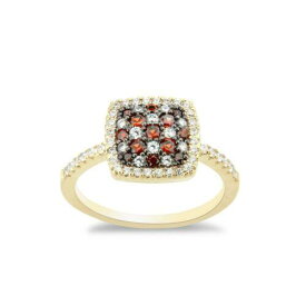 Classic Sterling Silver GP Square Garnet CZ Micro Pave Ring Size 8 ユニセックス
