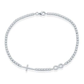 Classic Women's Anklet Sterling Silver Infinity and Cross Tennis R-9281 レディース