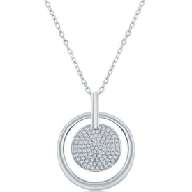 Classic Women's Necklace Sterling Silver Micro Pave Disc Open Circle CZ M-6102 レディース