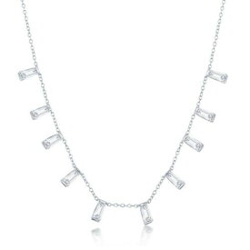 Classic Women's Necklace Sterling Silver Dangling Baguettes Lobster 16 inch レディース