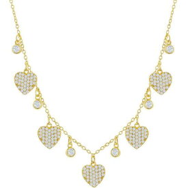 Classic Women's Necklace Gold Plated Sterling Round and Heart CZ M-6810-GP レディース