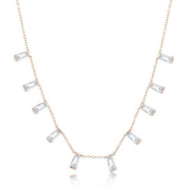 Classic Sterling Silver Rose Gold Plated Dangling Baguettes Necklace ユニセックス