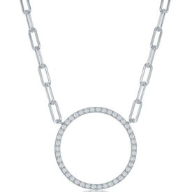 Classic Women's Necklace Sterling Silver CZ Circle of Life Paperclip M-6614 レディース