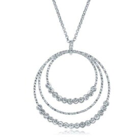Classic Women's Necklace Sterling Silver Triple Circle Diamond Moon Cut 16 inch レディース