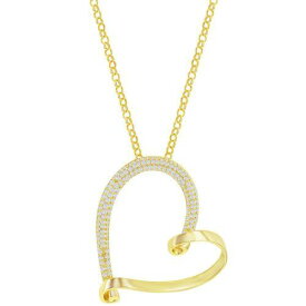 Classic Women's Necklace Gold Sterling Silver Micro Pave Large Heart M-6985-GP レディース