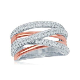 Classic Women's Ring Double X Design Micro Pave TT Sterling Silver 6 W-1868-6 レディース