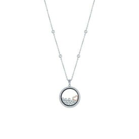 Classic Sterling Silver RG Floating Heart & Round CZ's in a Disc Necklace ユニセックス