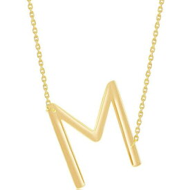 Classic Women's Necklace Sterling Silver Gold Large Sideways M Initial L-4273 レディース