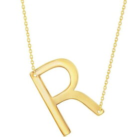 Classic Women's Necklace Sterling Silver Gold Large Sideways R Initial L-4278 レディース