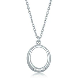 Classic Sterling Silver 0.03cttw Diamond Oval Necklace ユニセックス