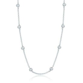 Classic Sterling Silver Linked Round CZ Necklace ユニセックス