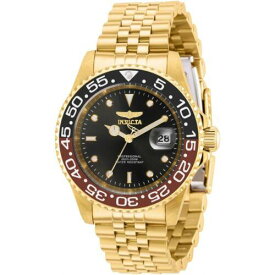 Invicta Men's Watch Pro Diver Quartz Black Dial Yellow Gold Steel Bracelet 36042 メンズ