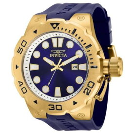 Invicta Men's Watch Pro Diver Blue Dial Yellow Gold Case Silicone Strap 36991 メンズ