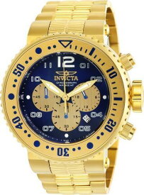 Invicta 25077 Men's Pro Diver Chrono Blue & Yellow Gold Tone Dive Watch メンズ