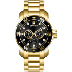 Invicta Men's Watch Pro Diver Scuba Quartz Black Dial Yellow Gold Bracelet 45726 メンズ