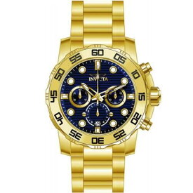 Invicta Men's Watch Pro Diver Chronograph Blue Dial Yellow Steel Bracelet 22228 メンズ