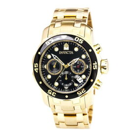 Invicta Men's Watch Pro Diver Chrono Yellow Gold Stainless Steel Bracelet 0072 メンズ