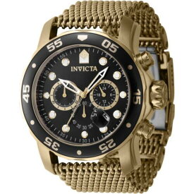 Invicta Men's Watch Pro Diver Chronograph Black Dial Yellow Gold Bracelet 47238 メンズ