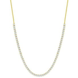 Classic Women's Necklace Gold Sterling Silver 3mm CZ Tennis Adjustable M-7019-GP レディース