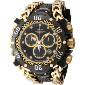Invicta Men's Watch Masterpiece Chrono Black and Yellow Gold Strap Quartz 44624 メンズ