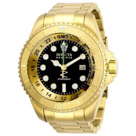 Invicta Men's Watch Reserve Hydromax Black Dial Yellow Gold Steel Bracelet 29728 メンズ