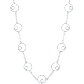 Classic Women's Necklace Sterling Silver 24 inch Open Double Circles L-3466 レディース