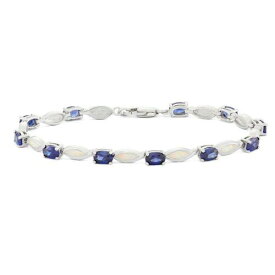 Classic Sterling Silver Oval Tanzanite and White Inlay Opal Bracelet ユニセックス