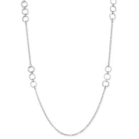Classic Women's Necklace Sterling Silver Small Diamond Cut Rings Long L-3656 レディース