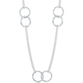 Classic Women's Necklace Silver Double-Strand Hammered Open Circles Link L-3461 レディース