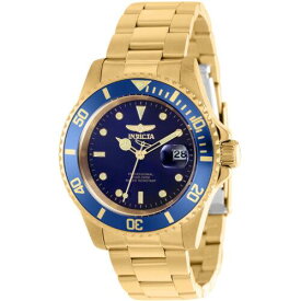 Invicta Men's Watch Pro Diver Quartz Blue Dial Yellow Gold Steel Bracelet 37159 メンズ