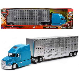 New Ray 1/32 Truck Long Haul Truckers Pot Belly Livestock Trailer Blue/Chrome
