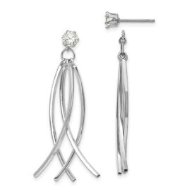 Jewelry 14k White Gold Curved Dangles with CZ Stud Earring Jackets ユニセックス